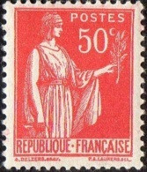 France Type Paix N°  283 E ** Au Type III, Le 50c Rose-rouge - 1932-39 Vrede