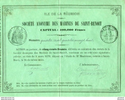 Rarissime : La REUNION -  - Action Signée De La Société Anonyme Des Marines De Saint Benoît  ( VP 179 ) - Transportmiddelen