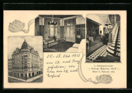 AK Wien, Hotel Sächs. Hof In Der Taborstrasse 46a, Innenansicht Eines Hotel-Zimmers  - Autres & Non Classés