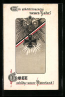 AK Adler Mit Wappen Und Eisernem Kreuz, Neujahrsgruss  - War 1914-18