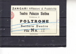 Biglietto Palazzo Sistina  1958 - Autres & Non Classés