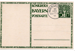 64308 - Altdeutschland / Bayern - 1911 - 5Pfg GASoKte "Luitpold" Stpl NUERNBERG - Interi Postali