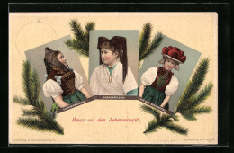 AK Junge Frauen In Schwarzwälder, In Markgräfler Und In Tracht Aus Dem Gutachthal  - Costumi