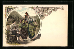 Lithographie Frauen In Schwarzwälder Trachten  - Costumes