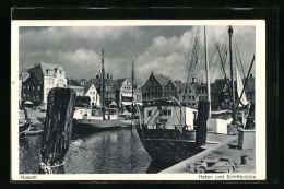 AK Husum, Hafen Und Schiffbrücke  - Husum