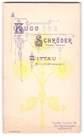 Fotografie Hugo Schröder, Zittau, Milchstr. 7, Verzierte Anfangsbuchstaben Des Fotografen Im Jugendstil, Sonneblume  - Personnes Anonymes