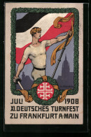 AK Ganzsache PP27C97 /01: Frankfurt A. M., XI. Deutsches Turnfest 1908, Turner Mit Schläger Und Goldenem Eichenkranz  - Altri & Non Classificati