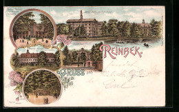 Lithographie Reinbek, Blick Beim Mühlenteich, Schloss, Sophienbad  - Reinbek