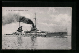 AK S.M.S. Friedrich Der Grosse, Das Kriegsschiff In Voller Fahrt  - Krieg