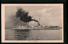AK S.M.S. Kaiserin, Das Kriegsschiff Vor Der Küste Gesehen  - Krieg