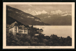 AK Gunten, Hotel Eden Und Elisabeth, Blick Auf Das Gebirge  - Sonstige & Ohne Zuordnung