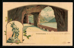 Präge-Lithographie Flüelen, Tunnel Der Axenstrasse Mit Blick Zum Bristenstock  - Flüelen