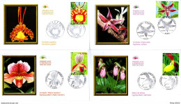 " ORCHIDEES " Sur 4 Enveloppes 1er Jour De FRANCE De 2005. N° YT 3763 à 3766. Parfait état. FDC - Orchidee