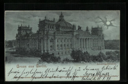 Mondschein-AK Berlin-Tiergarten, Blick Auf Das Reichstag-Gebäude  - Dierentuin