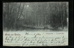 Mondschein-AK Berlin-Thiergarten, Passanten Auf Der Löwenbrücke  - Tiergarten