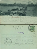 Ansichtskarte Deutz-Köln Düx Behelfsbrücke - Mondscheinlitho 1898 - Köln