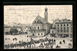 AK Rosenheim, Teilansicht Mit Pfarrkirche  - Rosenheim