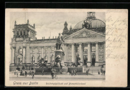 AK Berlin, Reichstagsgebäude Und Bismarckdenkmal  - Dierentuin