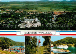 72858340 Edersee Fliegeraufnahme Hafen Seilbahn Personenschiff Edersee - Altri & Non Classificati