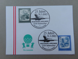 Österreich Pro Juventute - Mit Sonderstempel 31. 3. 1983  Schwechat, 25 Jahre Austrian Airlines (Nr.1585) - Andere & Zonder Classificatie