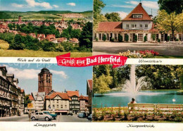 72857057 Bad Hersfeld Stadtpanorama Wandelhalle Kurparkteich Linggplatz Kirche B - Bad Hersfeld