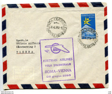 AUE I° Volo Roma/Vienna Del 28.6.58 - Aerogramma Per Vienna - Correo Aéreo