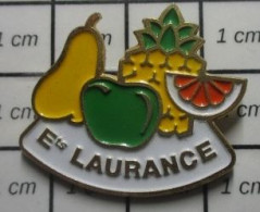 912c Pin's Pins / Beau Et Rare / ALIMENTATION / FRUITS POMME POIRE ANANAS ORANGE ETS LAURANCE Pas D'Arabie ! - Lebensmittel