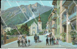 Cf4 Cartolina Chamonix Place De L'eglise Et Le Brevent Francia France - Sonstige & Ohne Zuordnung