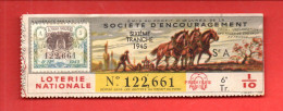 FRANCE . LOTERIE NATIONALE . " SOCIÉTÉ D'ENCOURAGEMENT " . 1945 - Ref. N°13015 - - Lotterielose