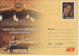 ROMANIA 087y2005: MUSIC - GEORGE ENESCU, Unused Prepaid Postal Stationery Cover - Registered Shipping! - Postal Stationery