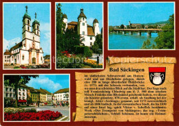 72854650 Bad Saeckingen St. Fridolinsmuenster Trompeterschloss Holzbruecke Muens - Bad Saeckingen