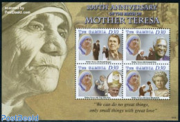 Gambia 2010 Mother Theresa 4v M/s, Mint NH, History - Religion - American Presidents - Kings & Queens (Royalty) - Nobe.. - Koniklijke Families