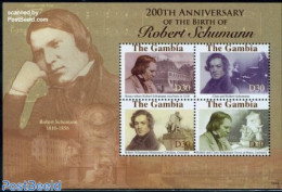 Gambia 2010 Robert Schumann 4v M/s, Mint NH, Performance Art - Music - Musik