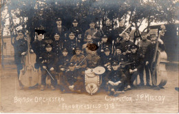 CARTE-PHOTO - British Orchestra - Conductor J.P MILCOY - Camp De Friedrichsfeld - Weltkrieg 1914-18