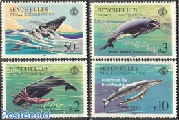 Seychelles 1984 Whales 4v, Mint NH, Nature - Sea Mammals - Other & Unclassified