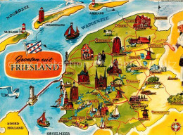 72854535 Friesland Niederlande Lageplan Mit Inseln  Friesland Niederlande - Altri & Non Classificati