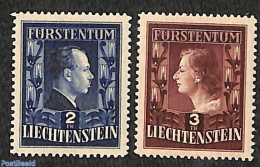 Liechtenstein 1951 Franz Josef II & Gina 2v, Perf. 12.5:12, Mint NH, History - Kings & Queens (Royalty) - Ongebruikt