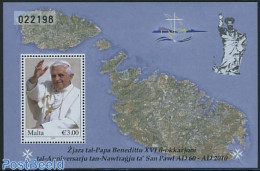 Malta 2010 Popes Visit S/s, Mint NH, Religion - Various - Pope - Religion - Maps - Popes