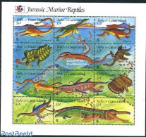 Turks And Caicos Islands 1995 Preh. Animals 12v M/s, Mint NH, Nature - Prehistoric Animals - Turtles - Préhistoriques