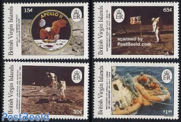 Virgin Islands 1989 Moonlanding 4v, Mint NH, Transport - Space Exploration - Iles Vièrges Britanniques