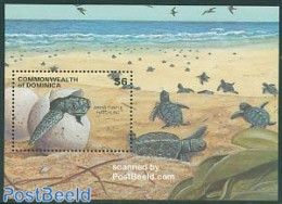 Dominica 1993 Green Turtle S/s, Mint NH, Nature - Reptiles - Turtles - Repubblica Domenicana