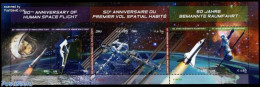 United Nations, Geneva 2011 50th Anniv. Of Human Space Flight 6v M/s, Mint NH, Transport - Space Exploration - Other & Unclassified