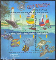 Turks And Caicos Islands 2002 Eco Tourism 6v M/s, Mint NH, Nature - Sport - Transport - Various - Fish - Sea Mammals -.. - Peces