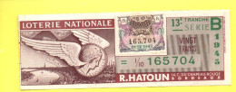 FRANCE . LOTERIE NATIONALE . " R. HATOUN " . 1945 - Ref. N°13019 - - Billets De Loterie