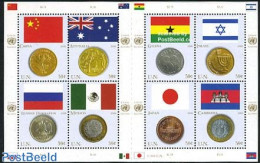 United Nations, New York 2006 Flags & Coins 8v M/s, China, Mint NH, History - Various - Flags - Money On Stamps - Coins