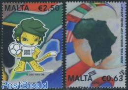 Malta 2010 World Cup Football 2v, Mint NH, Sport - Various - Football - Maps - Geography