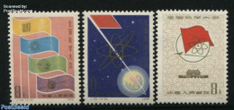 China People’s Republic 1978 Science Conference 3v, Mint NH, History - Transport - Flags - Space Exploration - Ungebraucht