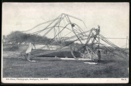 AK Echterdingen, Zerstörtes Zeppelin-Luftschiff, Gondel Nach Der Katastrophe Am 05.August 1908  - Dirigeables