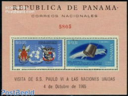 Panama 1966 Popes Visit To UNO S/s, Mint NH, History - Religion - Transport - Coat Of Arms - Pope - Religion - Space E.. - Papi