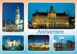 72853734 Antwerpen Anvers Kathedrale Rathaus Burg Steen Faehre Platz Nachtaufnah - Antwerpen